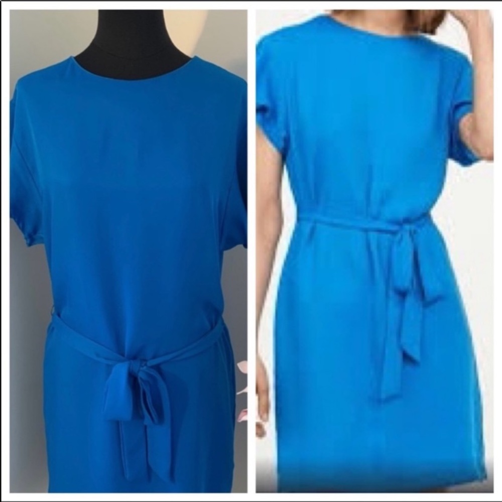 H&M Royal blue belted dress